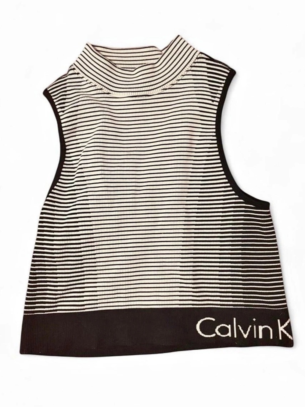 Calvin Klein Performance Striped Tank Top in Black & White Large Like New